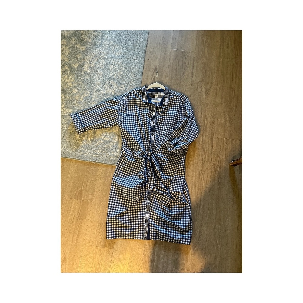 GAP Navy White gingham Check shirt dress tie beach weekend dress
